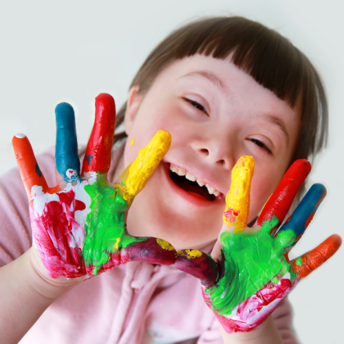 Picture of child with paint on her hands
